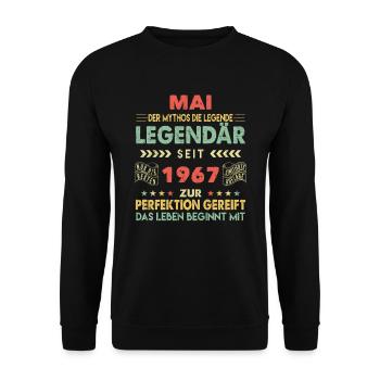 56. Geburtstag Mai Jahrgang 1967 Vintage - Unisex Pullover - Schwarz - Vorne - Alina (178cm) & Michal (187cm)