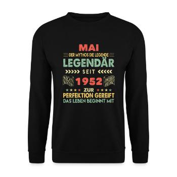 71. Geburtstag Mai Jahrgang 1952 Vintage - Unisex Pullover - Schwarz - Vorne - Alina (178cm) & Michal (187cm)