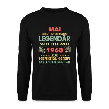 63. Geburtstag Mai Jahrgang 1960 Vintage - Unisex Pullover - Schwarz - Vorne - Alina (178cm) & Michal (187cm)