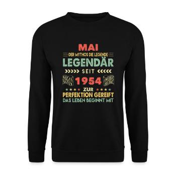 69. Geburtstag Mai Jahrgang 1954 Vintage - Unisex Pullover - Schwarz - Vorne - Alina (178cm) & Michal (187cm)