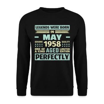 65th Birthday May Vintage 1958 Vintage - Unisex Sweatshirt - black - Front - Alina (178cm) & Michal (187cm)