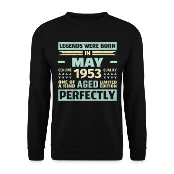 70th Birthday May Vintage 1953 Vintage - Unisex Sweatshirt - black - Front - Alina (178cm) & Michal (187cm)