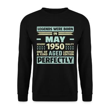 73. Geburtstag Mai Jahrgang 1950 Vintage - Unisex Pullover - Schwarz - Vorne - Alina (178cm) & Michal (187cm)