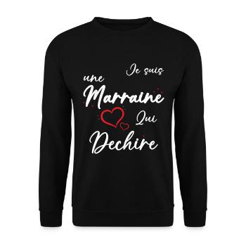 Je suis une Marraine qui Dechire Humour Cadeau - Sweat-shirt Unisexe - noir - Devant - Alina (178cm) & Michal (187cm)