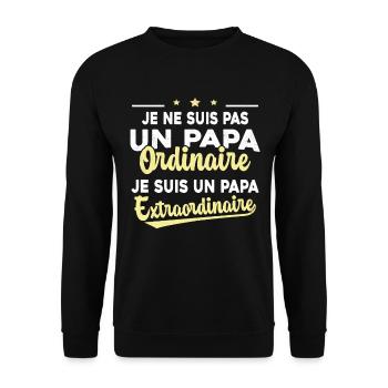 Pas Un Papa Ordinaire Je Suis Papa Extraordinaire - Sweat-shirt Unisexe - noir - Devant - Alina (178cm) & Michal (187cm)