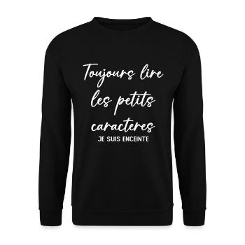 Femme Drôle Annonce Grossesse Future Maman Cadeau - Sweat-shirt Unisexe - noir - Devant - Alina (178cm) & Michal (187cm)