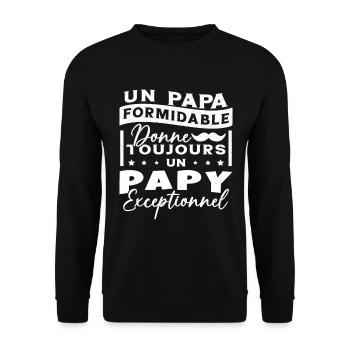 Papa Formidable Donne Toujours Papy Exceptionnel - Sweat-shirt Unisexe - noir - Devant - Alina (178cm) & Michal (187cm)