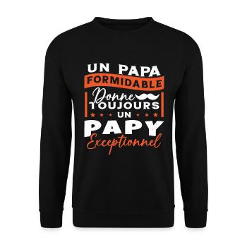 Papa Formidable Donne Toujours Papy Exceptionnel - Sweat-shirt Unisexe - noir - Devant - Alina (178cm) & Michal (187cm)