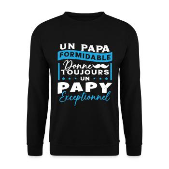 Papa Formidable Donne Toujours Papy Exceptionnel - Sweat-shirt Unisexe - noir - Devant - Alina (178cm) & Michal (187cm)