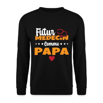 Futur Médecin Comme Papa Humour Docteur - Sweat-shirt Unisexe - noir - Devant - Alina (178cm) & Michal (187cm)