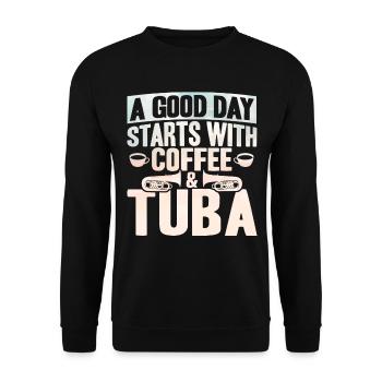 Tuba Kaffee und Tuba Geschenk - Unisex Pullover - Schwarz - Vorne - Alina (178cm) & Michal (187cm)