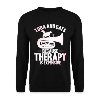 Tuba Tuba und Katzen Geschenk - Unisex Pullover - Schwarz - Vorne - Alina (178cm) & Michal (187cm)