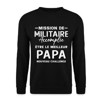 Militaire Futur Papa Cadeau Drôle Fête Des Pères - Sweat-shirt Unisexe - noir - Devant - Alina (178cm) & Michal (187cm)