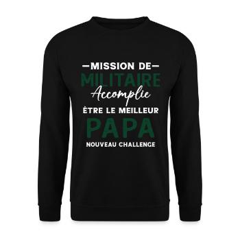 Militaire Futur Papa Cadeau Drôle Fête Des Pères - Sweat-shirt Unisexe - noir - Devant - Alina (178cm) & Michal (187cm)
