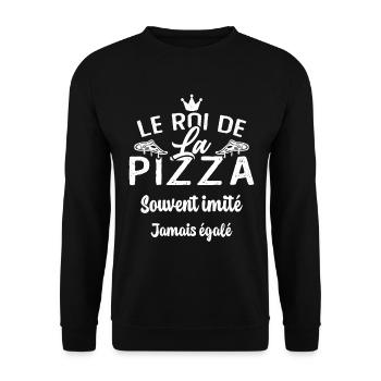 Le Roi de la Pizza Pizzaiolo Cadeau Drôle - Sweat-shirt Unisexe - noir - Devant - Alina (178cm) & Michal (187cm)