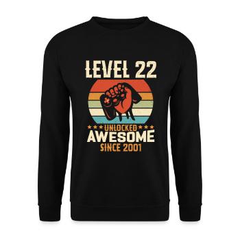 Level 22 Komplettes Geburtstagsgeschenk für 2001 - Unisex Pullover - Schwarz - Vorne - Alina (178cm) & Michal (187cm)
