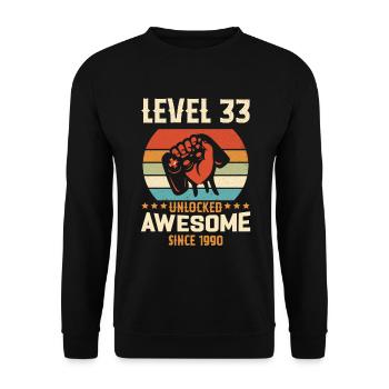 Level 33 Komplettes Geburtstagsgeschenk von 1990 - Unisex Pullover - Schwarz - Vorne - Alina (178cm) & Michal (187cm)