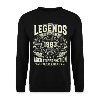 Vintage né en 1983 Legends Vintage Anniversaire - Sweat-shirt Unisexe - noir - Devant - Alina (178cm) & Michal (187cm)