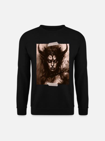 Portrait Dämonin Demoness Demon Queen Succubus - Unisex Pullover - Schwarz