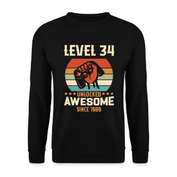 Level 34 complete 1989 Birthday Gift - Unisex Sweatshirt - black - Front - Alina (178cm) & Michal (187cm)