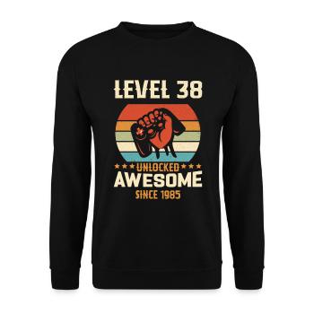Level 38 complete 1985 Birthday Gift - Unisex Sweatshirt - black - Front - Alina (178cm) & Michal (187cm)