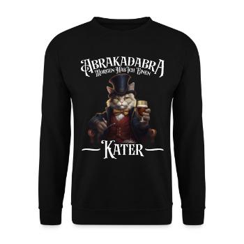 Abrakadabra Morgen Hab Ich Einen Kater Mallorca - Unisex Pullover - Schwarz - Vorne - Alina (178cm) & Michal (187cm)