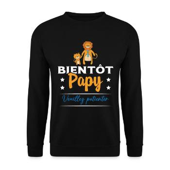 Homme Bientôt Papy Cadeau Futur Papy Grand-Père - Sweat-shirt Unisexe - noir - Devant - Alina (178cm) & Michal (187cm)