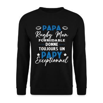 Papa Rugbyman Formidable Papy Exceptionnel Cadeau - Sweat-shirt Unisexe - noir - Devant - Alina (178cm) & Michal (187cm)