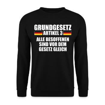 Grundgesetz Artikel 3 Mallorcaurlaub Unantastbar - Unisex Pullover - Schwarz - Vorne - Alina (178cm) & Michal (187cm)