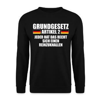 Grundgesetz Artikel 2 Mallorcaurlaub Unantastbar - Unisex Pullover - Schwarz - Vorne - Alina (178cm) & Michal (187cm)
