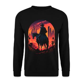 Retropunk Cyber Cowboy - Sweat-shirt Unisexe - noir - Devant - Alina (178cm) & Michal (187cm)