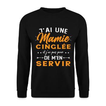 Mamie Cinglée et Je Peux M'en Servir Humour Cadeau - Sweat-shirt Unisexe - noir - Devant - Alina (178cm) & Michal (187cm)