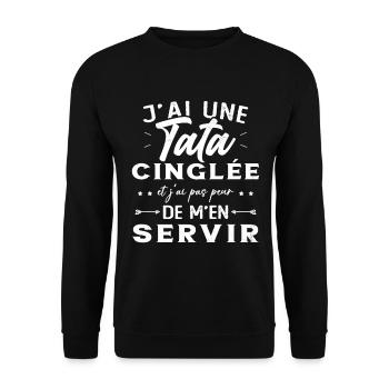 Neveu Nièce Cadeau J'ai Une Tata Cinglée Humour - Sweat-shirt Unisexe - noir - Devant - Alina (178cm) & Michal (187cm)