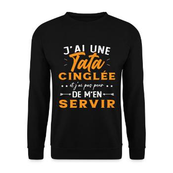 Neveu Nièce Cadeau J'ai Une Tata Cinglée Humour - Sweat-shirt Unisexe - noir - Devant - Alina (178cm) & Michal (187cm)