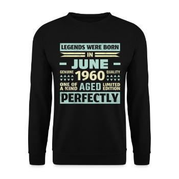 63rd Birthday June Vintage 1960 Vintage - Unisex Sweatshirt - black - Front - Alina (178cm) & Michal (187cm)