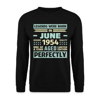 69th Birthday June Vintage 1954 Vintage - Unisex Sweatshirt - black - Front - Alina (178cm) & Michal (187cm)