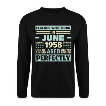 65th Birthday June Vintage 1958 Vintage - Unisex Sweatshirt - black - Front - Alina (178cm) & Michal (187cm)