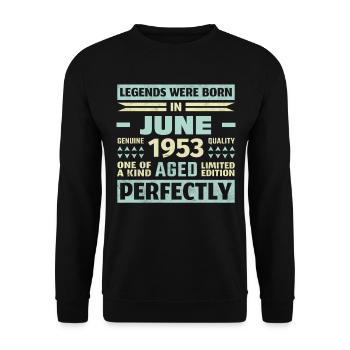 70th Birthday June Vintage 1953 Vintage - Unisex Sweatshirt - black - Front - Alina (178cm) & Michal (187cm)
