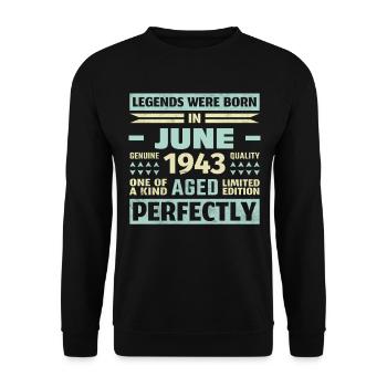 80ème Anniversaire Juin Cru 1943 Vintage - Sweat-shirt Unisexe - noir - Devant - Alina (178cm) & Michal (187cm)