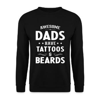 Cadeau Papa Tatoués et Barbus Humour Tatoueurs - Sweat-shirt Unisexe - noir - Devant - Alina (178cm) & Michal (187cm)