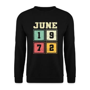 51. Geburtstag Juni Jahrgang 1972 Vintage - Unisex Pullover - Schwarz - Vorne - Alina (178cm) & Michal (187cm)