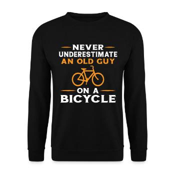 Never Underestimate an Old Man With a Bike - Unisex Sweatshirt - black - Front - Alina (178cm) & Michal (187cm)