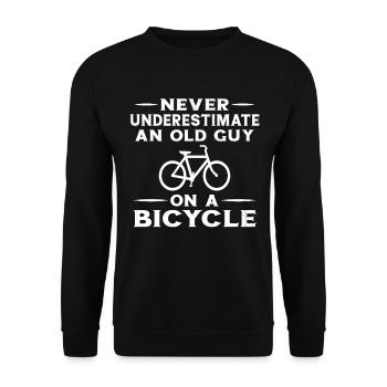 Never Underestimate an Old Man With a Bike - Unisex Sweatshirt - black - Front - Alina (178cm) & Michal (187cm)