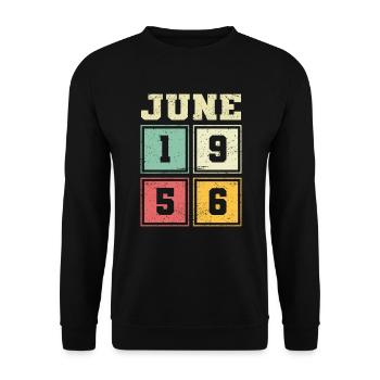 67th Birthday June Vintage 1956 Vintage - Unisex Sweatshirt - black - Front - Alina (178cm) & Michal (187cm)