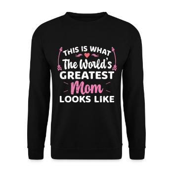 This is what the best mom in the world looks like - Unisex Sweatshirt - black - Front - Alina (178cm) & Michal (187cm)