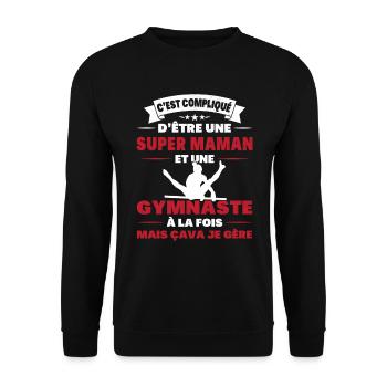 Super Maman Et Une Gymnast Cadeau Gymnastique - Sweat-shirt Unisexe - noir - Devant - Alina (178cm) & Michal (187cm)