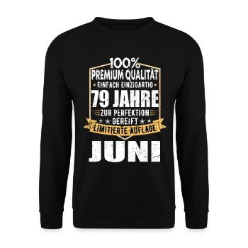 79. Geburtstag Juni Jahrgang 1944 Vintage - Unisex Pullover - Schwarz - Vorne - Alina (178cm) & Michal (187cm)