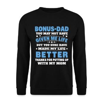 Der hübsche Papa verlässt die Tochter des Sohnes und der Frau - Unisex Pullover - Schwarz - Vorne - Alina (178cm) & Michal (187cm)