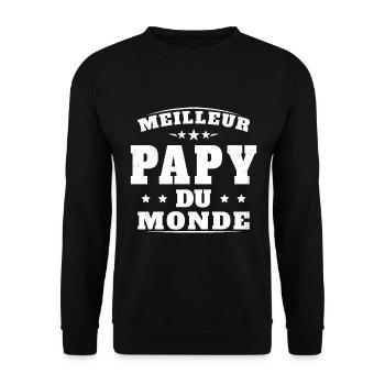 Meilleur Papy du Monde Humour Cadeau Nouveau Papy - Sweat-shirt Unisexe - noir - Devant - Alina (178cm) & Michal (187cm)