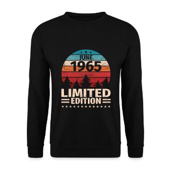 58e anniversaire Juin Millésime 1965 Millésime - Sweat-shirt Unisexe - noir - Devant - Alina (178cm) & Michal (187cm)